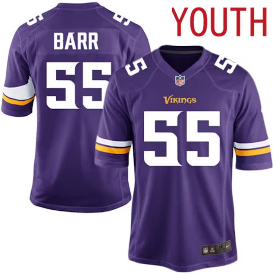 Youth Minnesota Vikings #55 Anthony Barr Nike Purple Team Color Game NFL Jersey